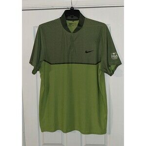 Nike Alpha Blade Collar Polo Shirt Mens XL Green Short Sleeve 1/4 Snap Modern